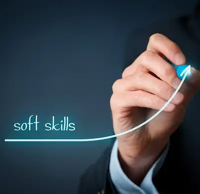 Manager (businessman) plan improve his soft skills. Soft skills training and improvement concept.